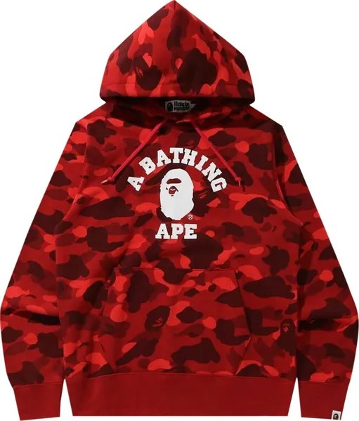 Худи BAPE Online Exclusive Color Camo College Pullover Hoodie 'Red', красный