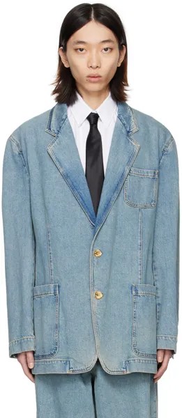 Синяя джинсовая куртка с эффектом потертостей Moschino