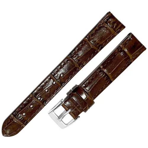 Ремешок 3020-142-122 Коричневый кожаный ремень для женских наручных часов из натуральной кожи 14 х12 мм M глянцевый