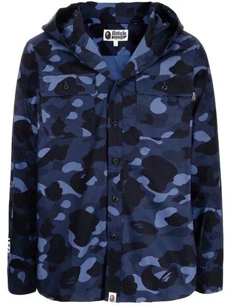 A BATHING APE® camouflage-print hooded shirt jacket