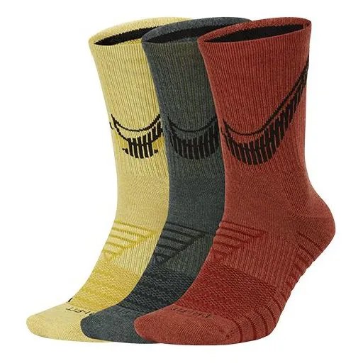 Носки Nike Everyday Max Cushioned Mid Tops Sports Training Socks 3 Pairs 'Yellow Gray Red', желтый