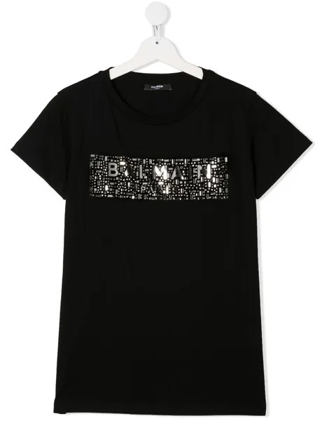 Balmain Kids декорированная футболка с логотипом