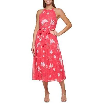 Женское шифоновое летнее платье миди в горошек DKNY BHFO 4740