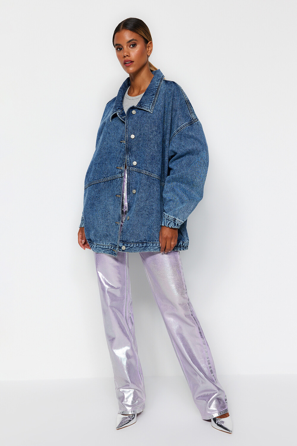 Куртка - Синий - Oversize Trendyol, синий