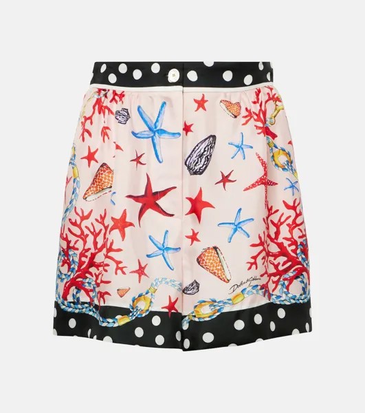 Шорты-Капри из шелкового атласа Dolce&Gabbana, белый