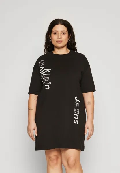 Платье из джерси Multi Placement Logo Dress Calvin Klein, черный