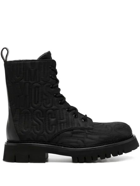 Moschino ботинки с вышитым логотипом, черный