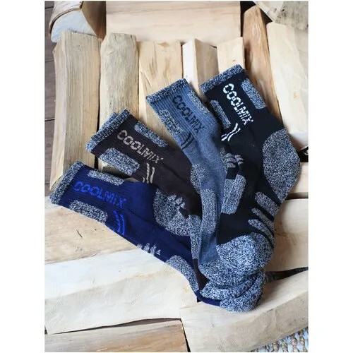 Носки ForAll, 4 пары, размер 40-46, коричневый, черный, синий, серый