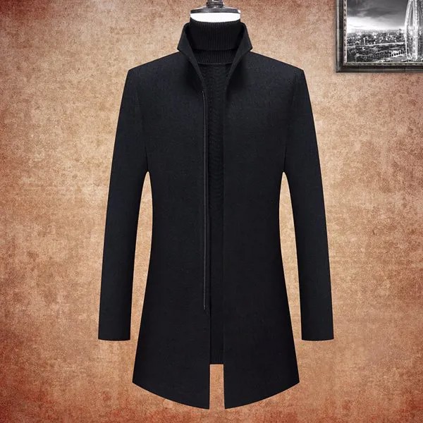 Женское длинное шерстяное пальто на молнии в деловом стиле, Повседневная ветровка из 40% шерсти, уличная одежда, толстые куртки