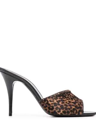 Saint Laurent мюли с леопардовым принтом