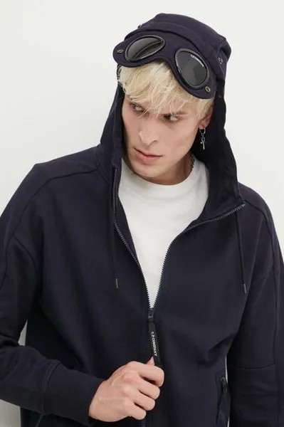 Хлопковая толстовка Diagonal Raising Fleece Goggle C.P. Company, темно-синий