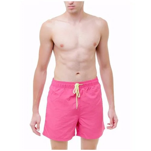 Плавательные шорты мужские однотонные , шорты с сеткой внутри,фуксия розовый цвет, размер XXL