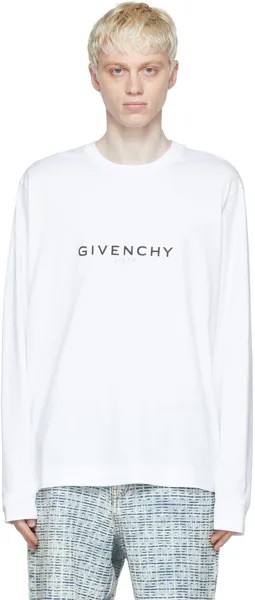 Белая хлопковая футболка с длинным рукавом Givenchy