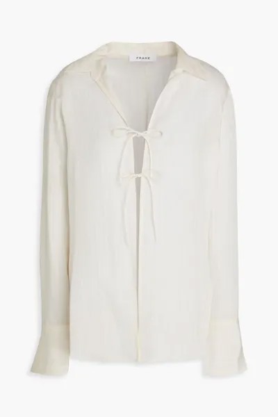 Полосатая рубашка из вуали с завязками Frame, экрю