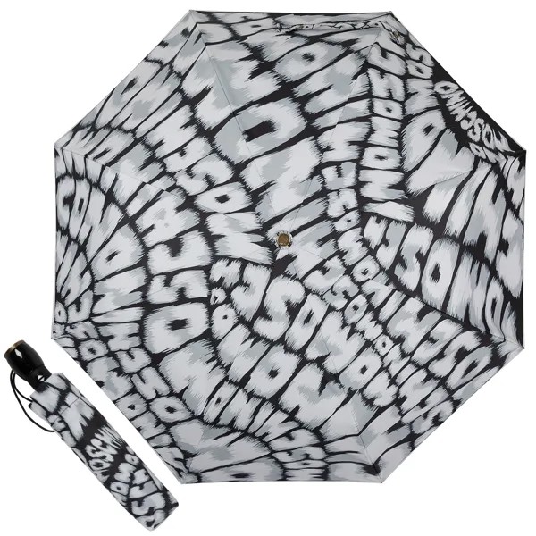 Зонт складной женский автоматический MOSCHINO 8562-OCA Animal, черный, белый