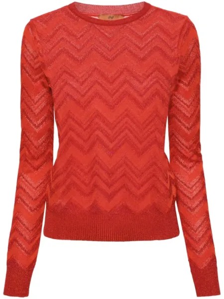 Missoni джемпер с люрексом и узором зигзаг, красный