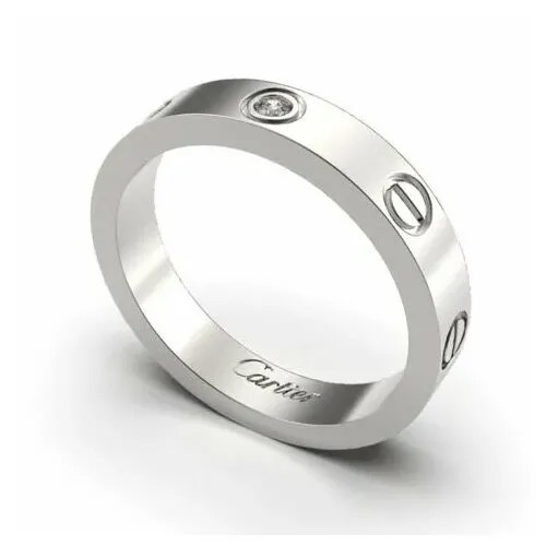 Кольцо Кольцо в стиле Cartier Love c камнем, женское бижутерия, циркон, размер 19, серебряный