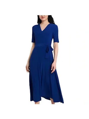 MSK Womens Blue Tie Pullover Стильное платье-футляр без подкладки с рукавами до локтя L