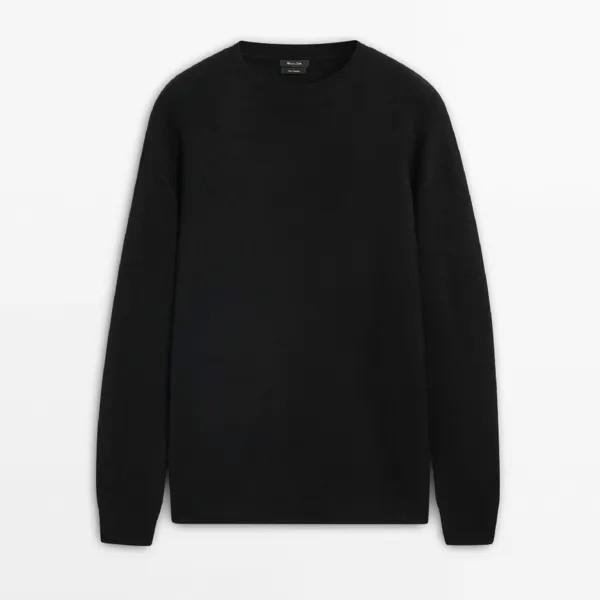 Свитер Massimo Dutti Crew Neck Knit Jacquard, черный