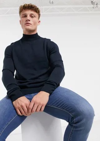 Мягкий темно-синий джемпер с высоким воротником Threadbare