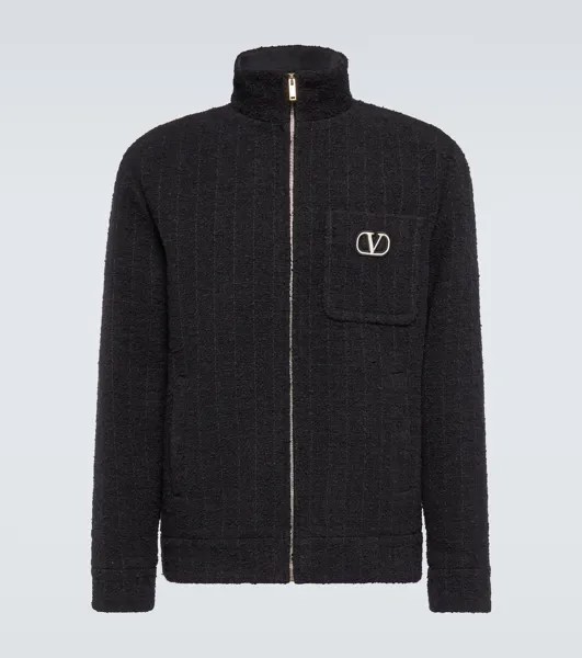 Твидовый пиджак с логотипом Valentino, черный