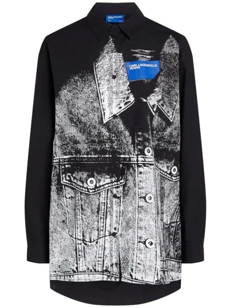 Karl Lagerfeld Jeans рубашка с эффектом тромплей, черный