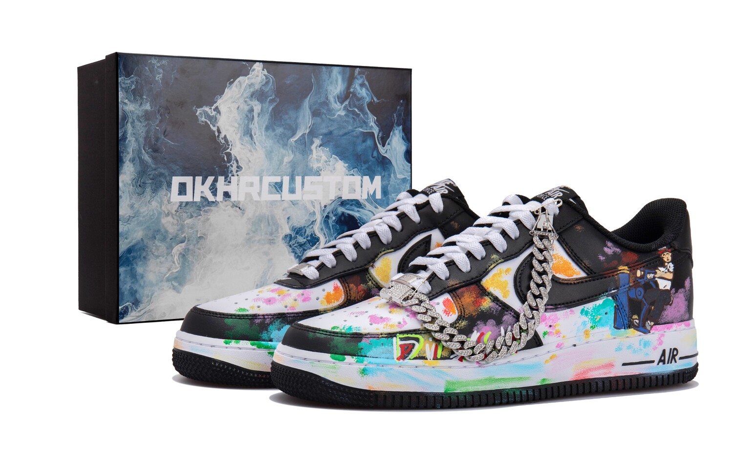 Кроссовки Nike Air Force 1 Skateboarding Shoes Unisex Low-top Black/white, черный/белый