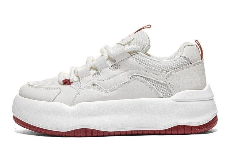 Кроссовки WARRIOR Skateboarding Shoes Women's Low-top Beige/Red, бежевый/красный
