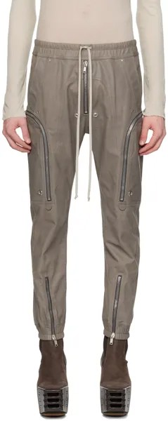 Серые кожаные брюки карго в стиле Баухаус Rick Owens