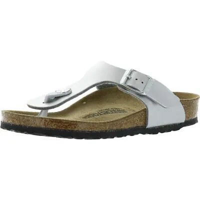 Серебряные сандалии-мюли Birkenstock Girls Gizeh 12, узкие (AA,N), Little Kid 9295