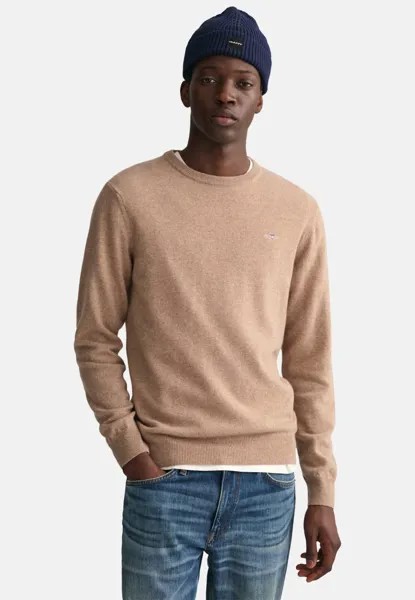 Свитер SUPERFINE CREW NECK GANT, темно-песочный меланж