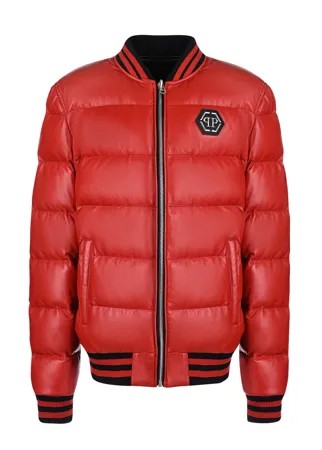 Двухсторонний пуховик из кожи Philipp Plein детский