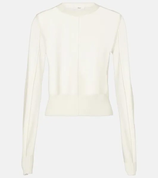 Укороченный шерстяной свитер Chloé, белый