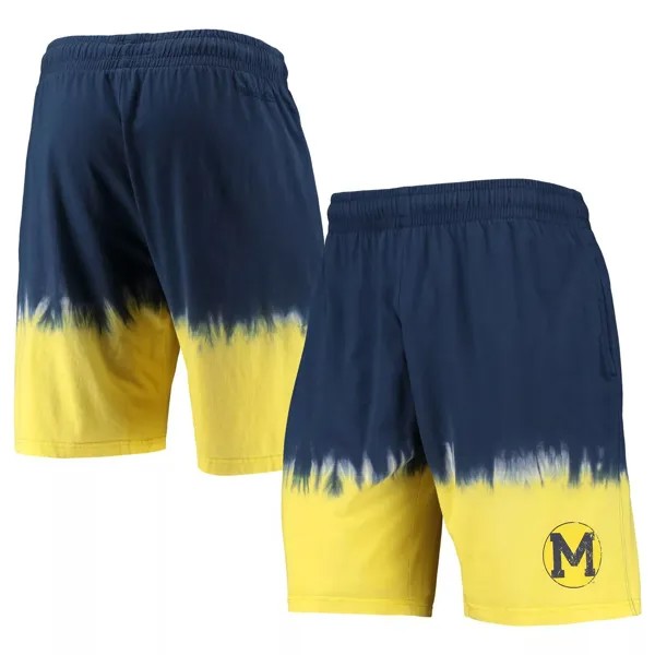 Мужские шорты Mitchell & Ness темно-синего/золотого цвета с принтом тай-дай Michigan Wolverines