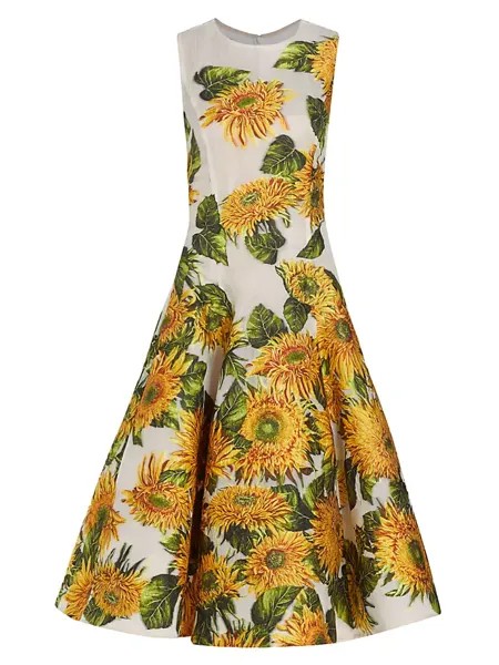 Коктейльное платье Sunflower Fil Coupe Oscar De La Renta, цвет yellow ivory