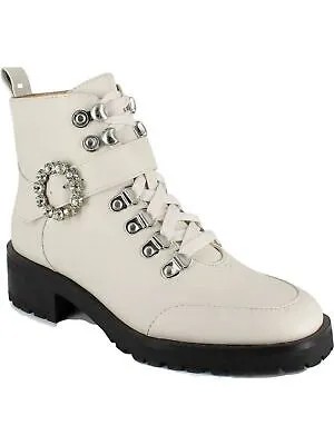 NANETTE LEPORE Женские белые походные ботинки на шнуровке на блочной подошве с драгоценными камнями, размер 8 м