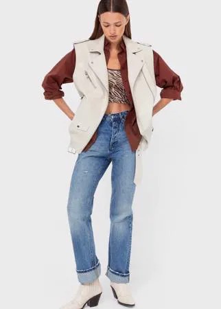 Stradivarius Свободный Жилет Из Искусственной Кожи Цвет Небеленого Полотна S