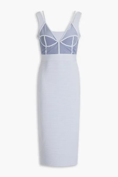 Многослойное платье миди с повязками Hervé Léger, цвет Slate blue