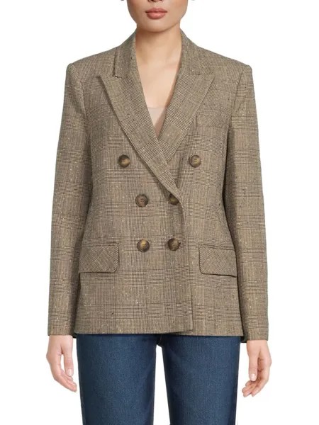 Двубортный пиджак в клетку металлик Glen Basuto Pinko, цвет Beige Black