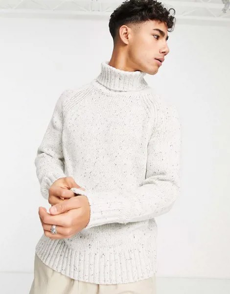Светлая водолазка крупной вязки Selected Homme-Белый
