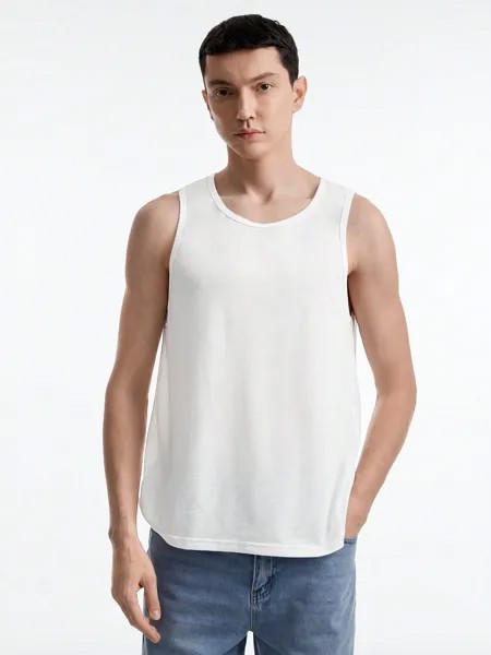 Мужская вязаная однотонная майка Manfinity Basics с круглым вырезом и короткими рукавами, черный и белый