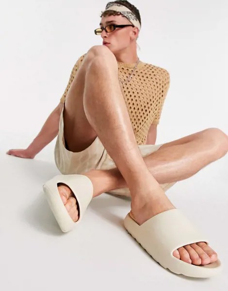 Светло-бежевые шлепанцы на рифленой подошве ASOS DESIGN-Нейтральный