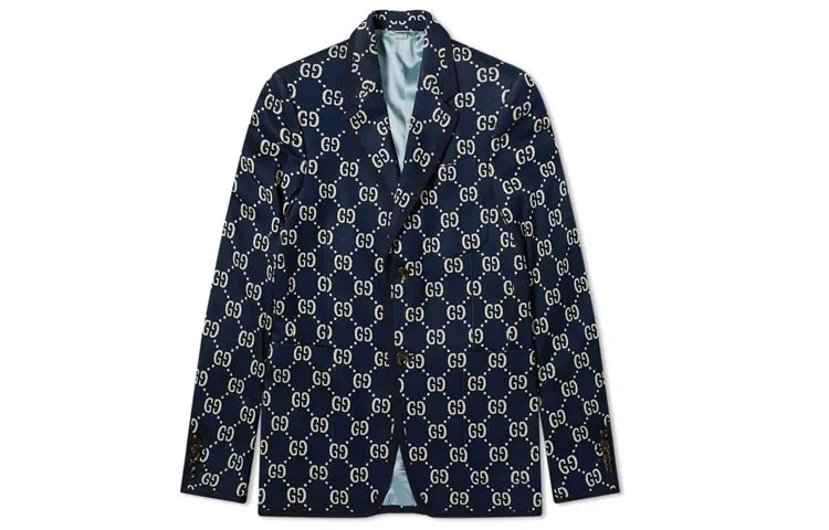Деловой костюм мужской темно-синий Gucci, синий