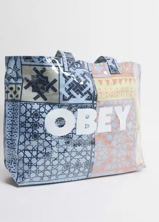Разноцветная сумка-тоут с принтом бандан Obey-Голубой
