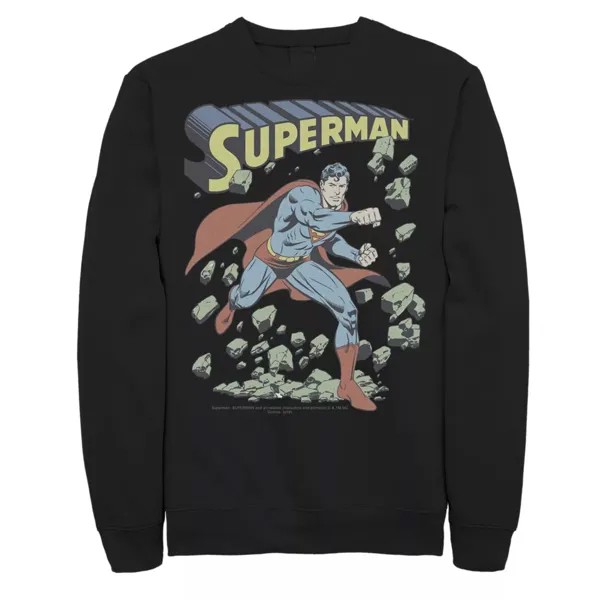 Мужская толстовка с винтажным плакатом Superman With Rocks DC Comics, черный