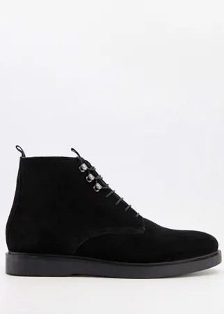 Черные замшевые ботинки на шнуровке H by Hudson Battle-Черный