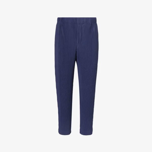 Трикотажные брюки прямого кроя со складками и зауженными штанинами Homme Plisse Issey Miyake, синий