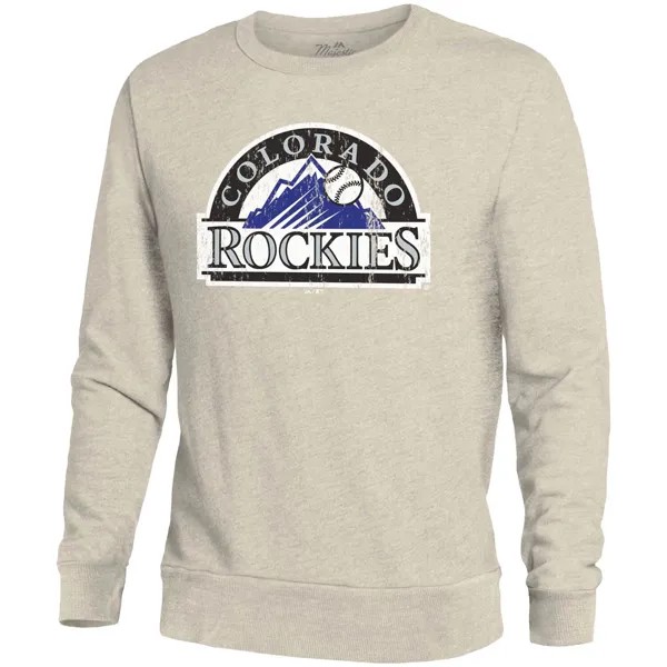 Мужской флисовый пуловер Толстовка Colorado Rockies Oatmean Threads Oatme Majestic