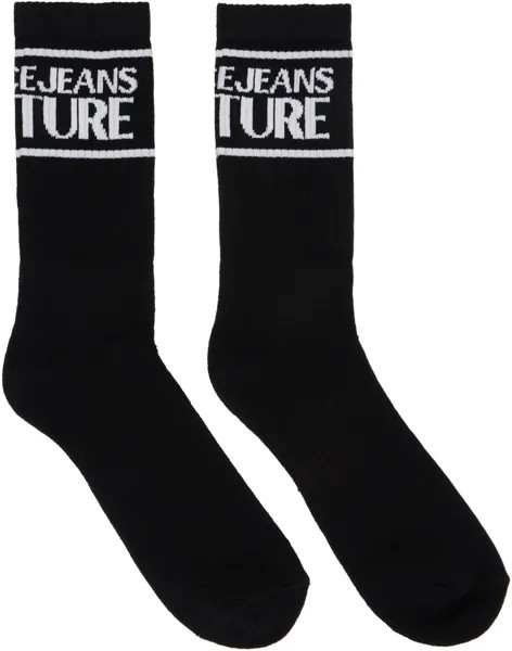Черные носки с логотипом Versace Jeans Couture