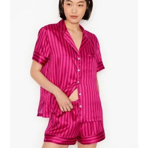 Пижама Victoria's Secret, рубашка, шорты, короткий рукав, размер XS, розовый
